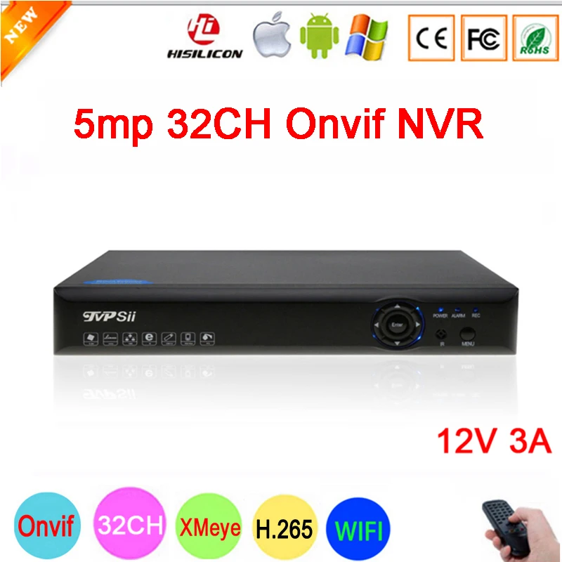 

8mp/5mp/4mp/3mp/2mp/1mp IP Camera Blue-Ray Panel Hi3536C XMeye 5MP 32CH 32 Channel WIFI Onvif IP NVR free shipping