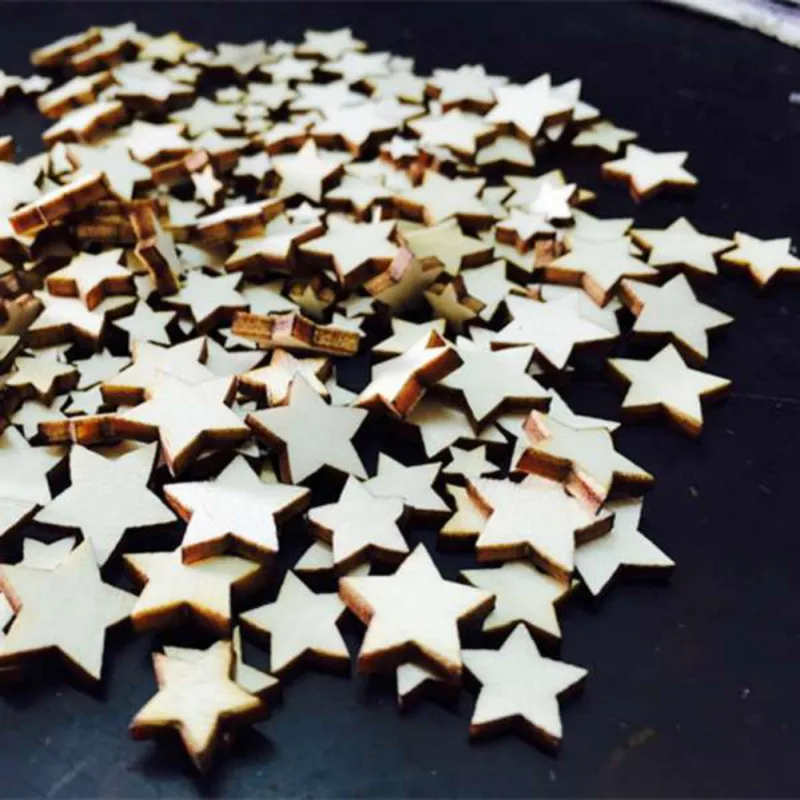 

2018 HOT 100 pcs Lovely Rustic Wooden Five-Pointed Star Wood Decorative Pieces Wedding Party Table Scatter Decoration Crafts