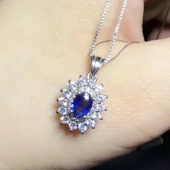

Fidelity natural 4*6mm sapphire s925 sterling silver Pendants classic star fine jewelry for women party natural blue gemstone