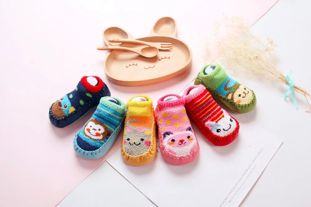 New Baby Shoes Socks Cartoon Kids Indoor Floor Antislip Rubber Sole Baby Boy Socks Infant Cute