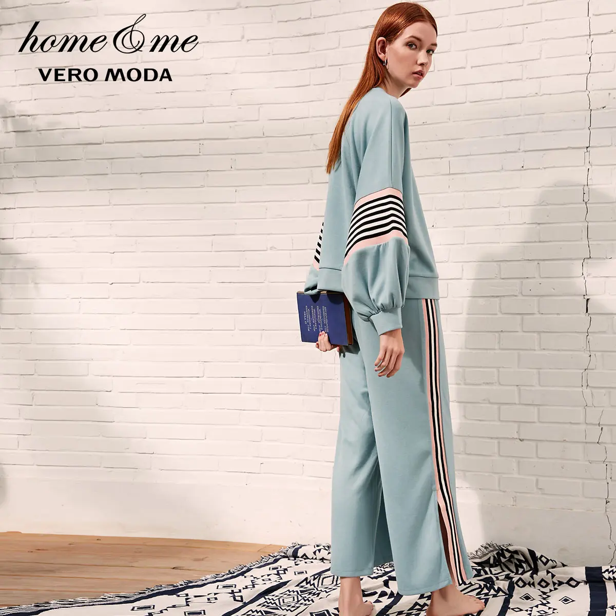 Vero Moda женские весенние и летние полосатые вязанные пижамные брюки | 3184R2503