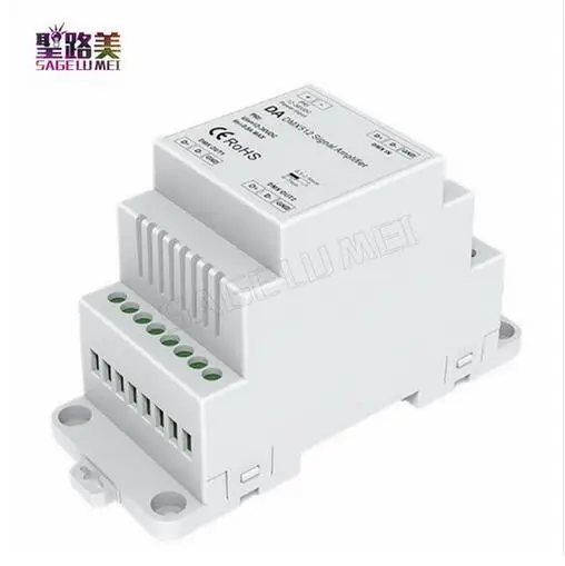 

DIN Rail DMX 512 Signal Amplifier DC5V 12V 24V input DMX Amplifier 1CH input 2CH output For led strip light DMX signal extender