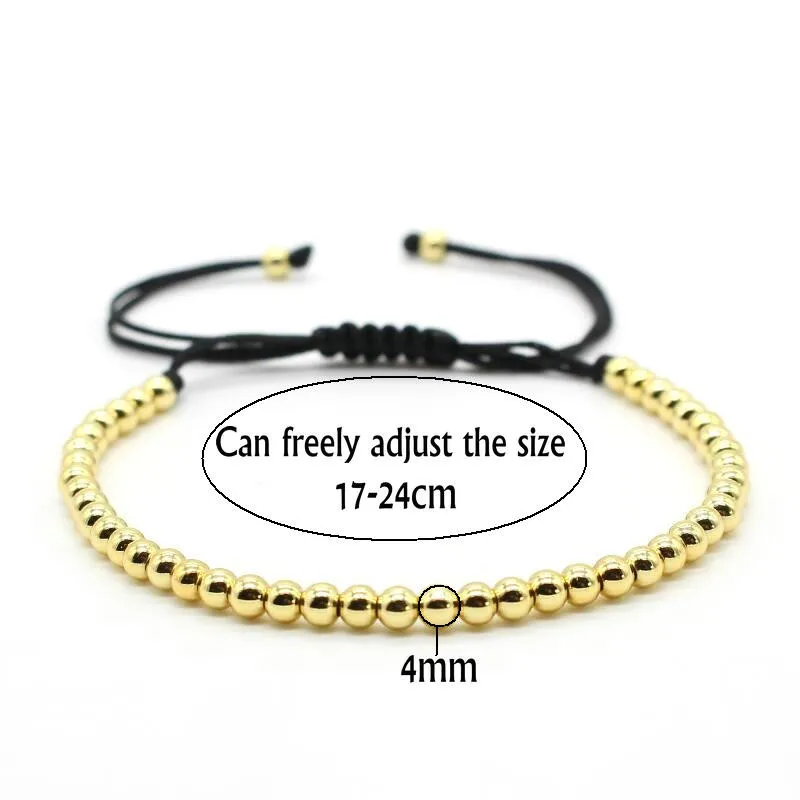 Брендовый милый Мишка 4 мм круглые медные бусины браслеты модные ювелирные изделия Черный Плетеный веревочный браслет женский браслет макраме мужской подарок