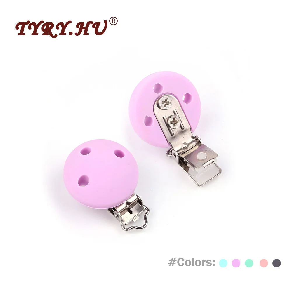 TYRY.HU Food Grade Silicone Clips 1Pc Round Metal Clip Baby Teething