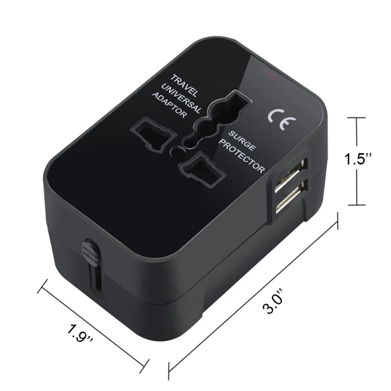 Универсальный международный штепсельный адаптер 2 USB порта мир Путешествия AC зарядное устройство адаптер конвертер