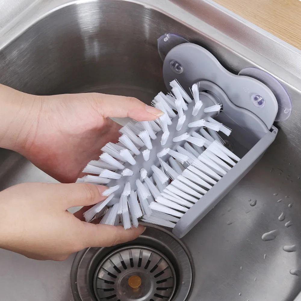 

Creative Suction Wall lazy Cup Brush Suction Cup Glass Bottle Cleaning Brush Kitchen Rotate Wash Office Home Cup Brush #45
