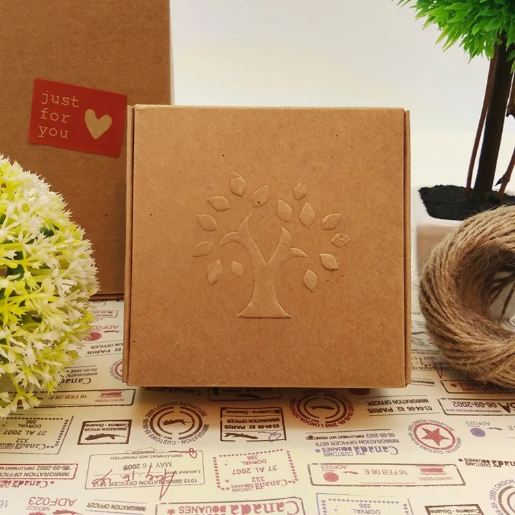 Тиснение дерево крафт-бумага коробка для свадьбы конфеты ремесло подарок ручной работы мыло упаковка коричневые коробки