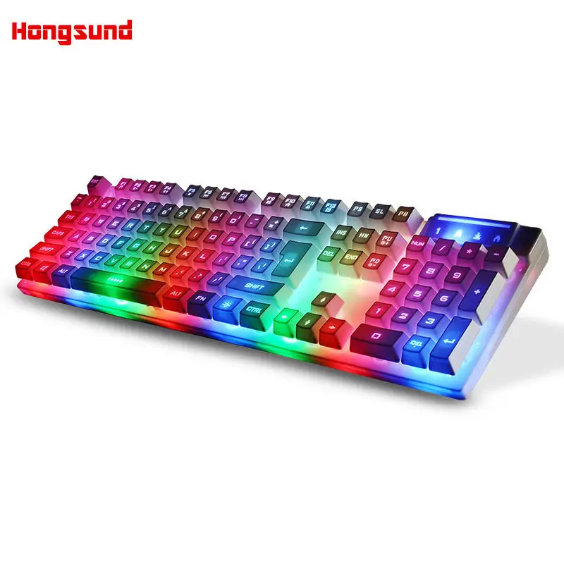 

Hongsund colorful Backlit Gaming Genuine Mechanical Keyboard and mouse combo Anti-ghosting Luminous 104 keys with Blue switch