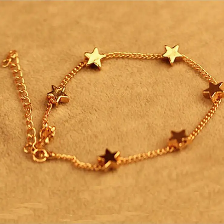 New Lady S Bangle Simple Golden Filled Chic Heart Trendy Stars New Lady S Bangle Simple Golden Filled Chic Heart Trendy Stars Fine Chain Bracelet Cuff Jewelry Party In Charm Bracelets From Accessories On