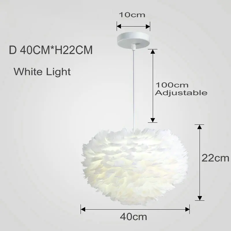 Artpad подвесной светильник с белым пером и E27 лампочкой в комплекте, подвесной светильник для гостиной, спальни, свадьбы, подвесной светильник, светильник для дома - Цвет корпуса: D 40CM
