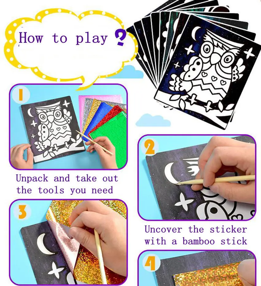 Детская DIY блестящая Волшебная красочная наклейка ручной работы переводная бумага для рисования/Детские креативные художественные наклейки для рукоделия игрушки