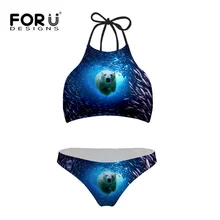 3D Акула дельфин животные дизайн женщин сексуальный комплект бикини Printed High-Neck Купальник Холтер Бикини Бразильский купальный костюм