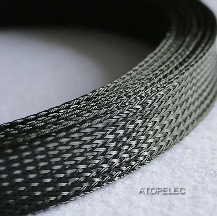 35 мм широкий Плетеный ПЭТ расширяемый оплетка кабель оболочка черный/серый - Цвет: Черный