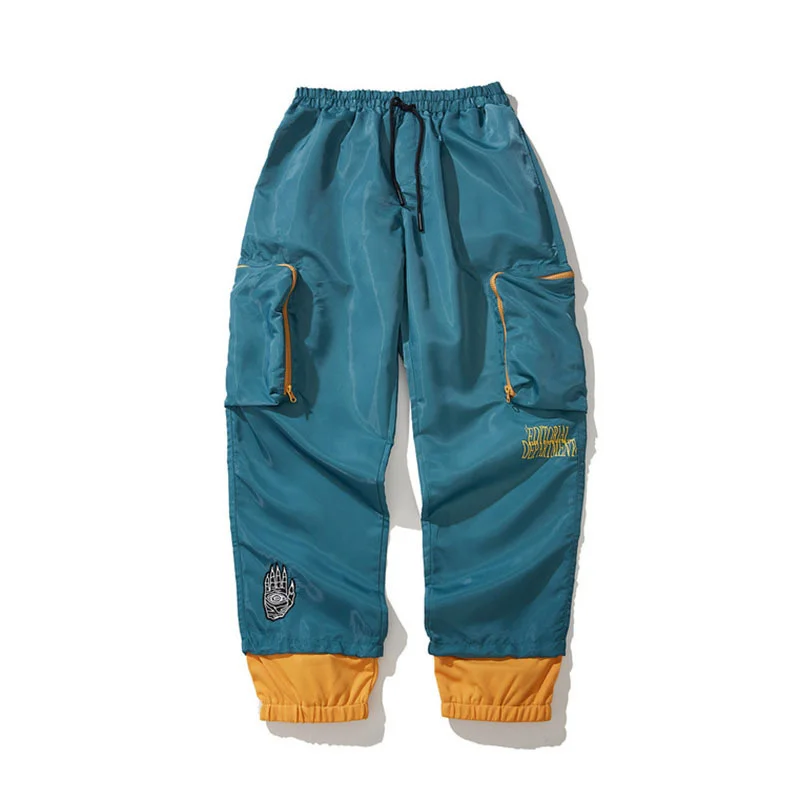 

Loose Fit Elastic Waist Cargo Pants Patchwork Ankle Elastic Sweatpants Large Pockets Casual High Street Mens Cargo Pants