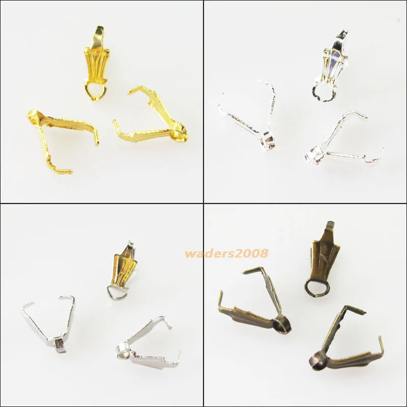 

200Pcs Necklaces Chains Connectors Clip Bail Gold Dull Silver Bronze Plated 3x8mm