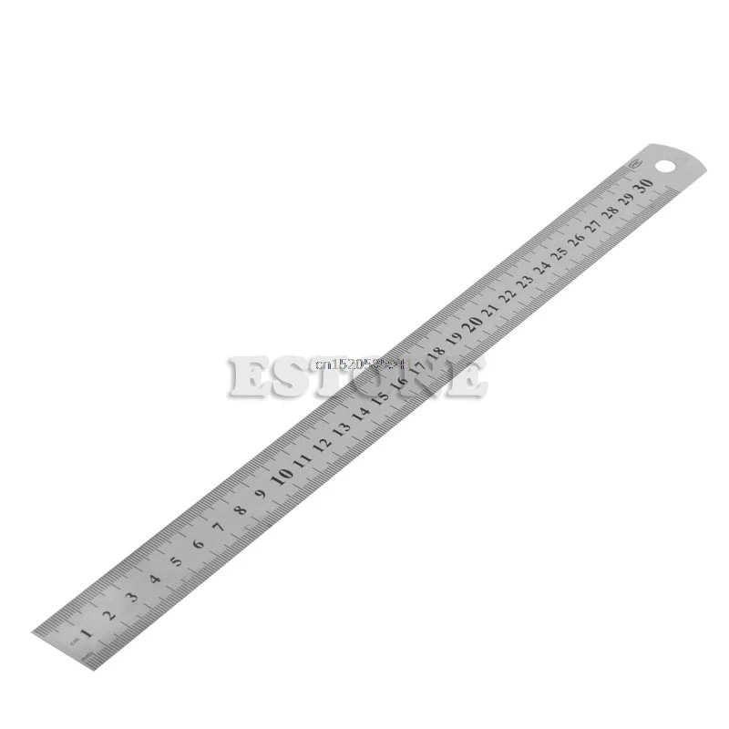 30CM 12 Double Side Stainless Steel Metric Metal Ruler Pocket Pouch