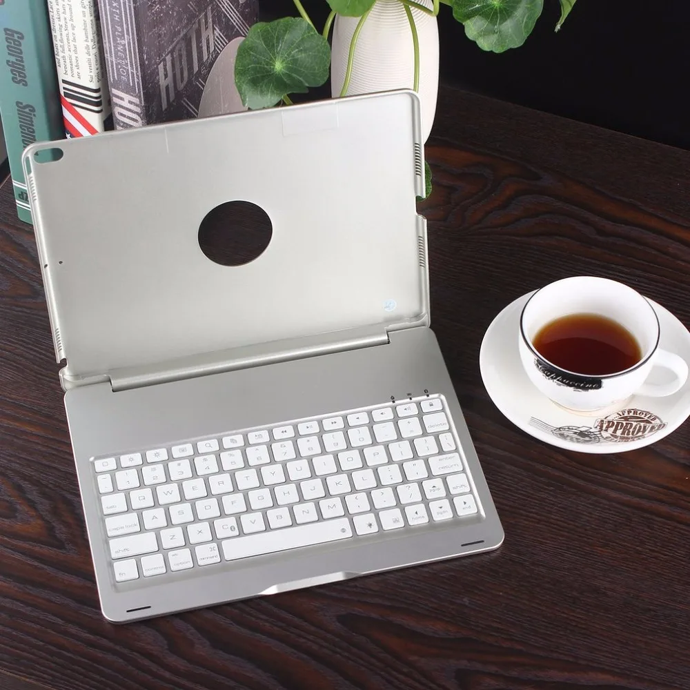 

Portable Silver Wireless Bluetooth Keyboard Protective Case Smart Connection Led Backlit Aluminum Alloy For Ipad Pro 10.5