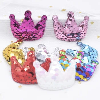 

16Pcs Paillette Padded Patches Cartoon Crown Appliques for Cake Decorative Girls Happy Birthday Party Magical Dessert Decor F48