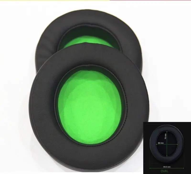 Овальные круглые амбушюры для наушников razer Kraken 7,1 Pro Chroma V2 USB игровая гарнитура наушники - Цвет: Black-Green-Oval