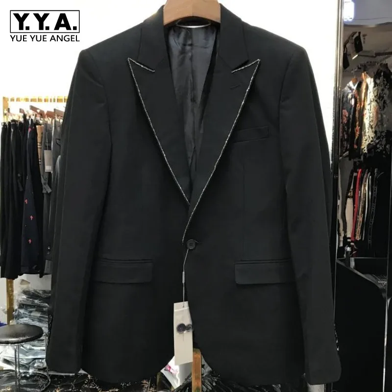 Brand Fashion Diamonds Rivet Blazer Suit Men Office Work Formal Terno Masculino TOP Quality Slim Fit Wedding Party Dress | Мужская