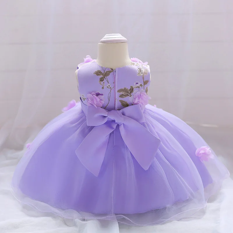 Платье для маленьких девочек летнее платье с цветочным узором в стиле принцессы для маленьких девочек; свадебное платье для новорожденных 1 год Платья для праздников и дней рождения для малышей; одежда