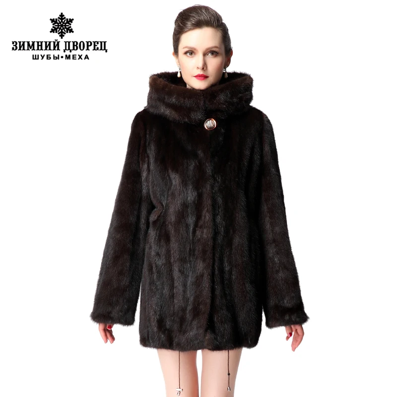 

Short mink coat with hood,Fashion Slim Short mink coat,Genuine Leather,Brown,Mink fur coat from natural,women genuine fur coat