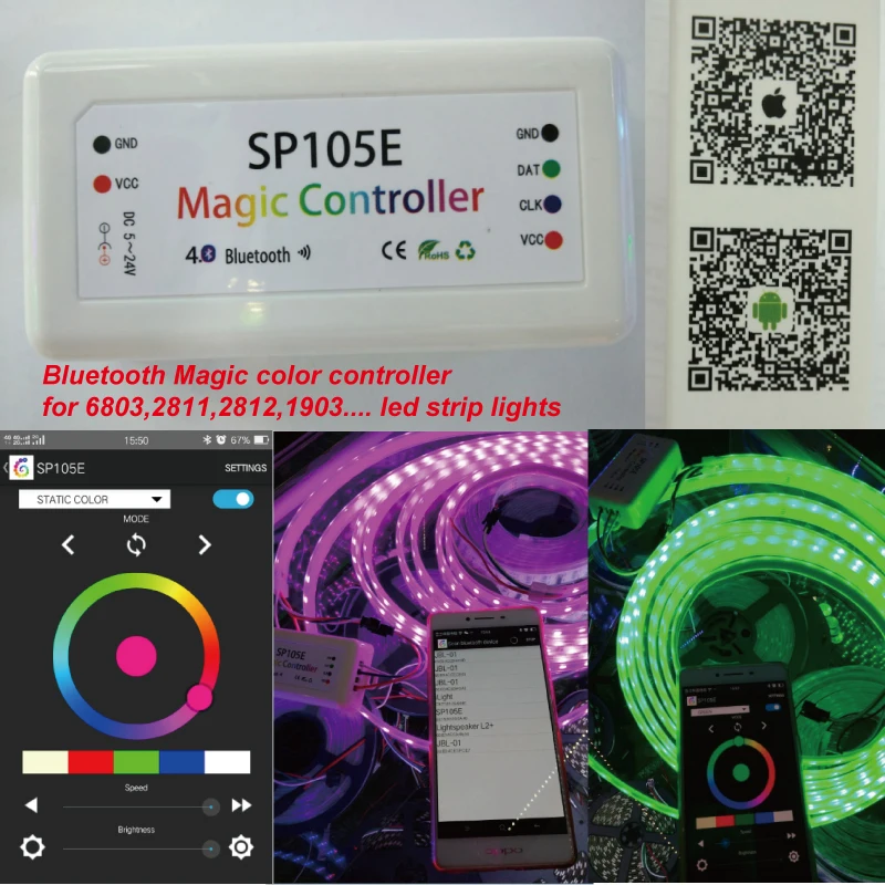 Цветной светодиодный контроллер magic Controller Bluetooth 2048 пикселей 2811 6803 2812 dmx512 и т. д.