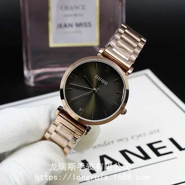Guou Роскошные брендовые модные часы с браслетом из розового золота и стали для девушек женские кварцевые часы женские наручные часы Reloj Mujer