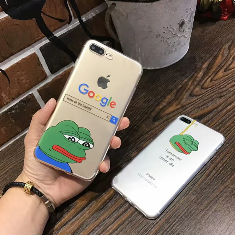 Funda Ultra delgada para iphone 8 7 6 6 S Plus Coque suave transparente TPU fresco divertido patrón de rana para iphone X XS X Max XR cubierta de la Caja