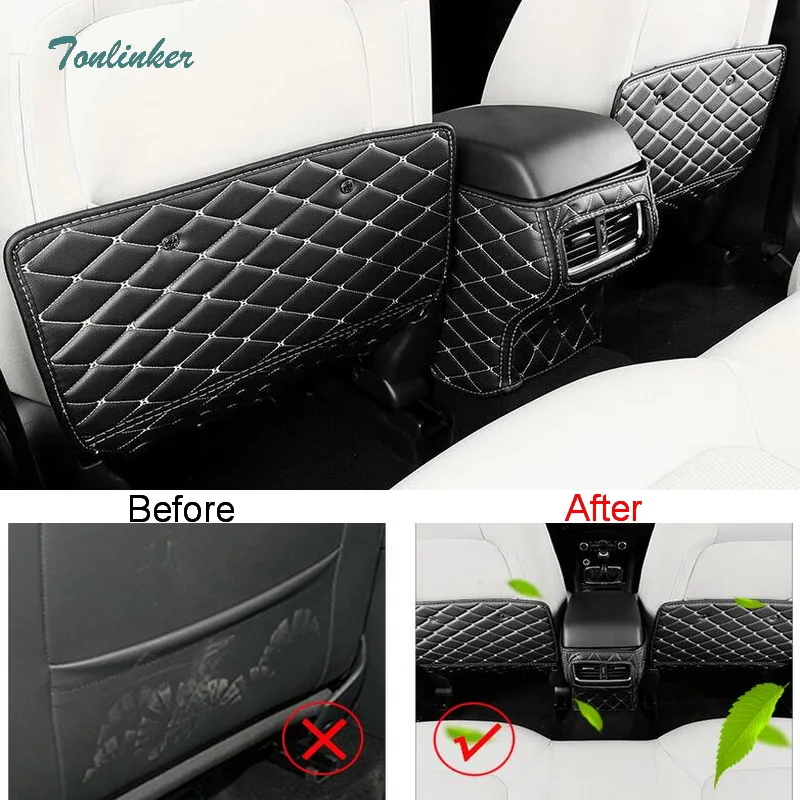 

Tonlinker Cover Case Stickers for MAZDA CX5 2017-18 Car Styling 3 PCS PU Leather Rear Seat anti-dirty Pad Cover Case stickers