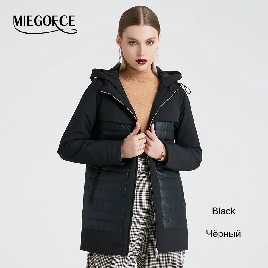 MIEGOFCE New Fashion Collection Spring Autumn Women's Short Jacket With A Hood Windproof Insulated European Style Coat - Цвет: 201 Black