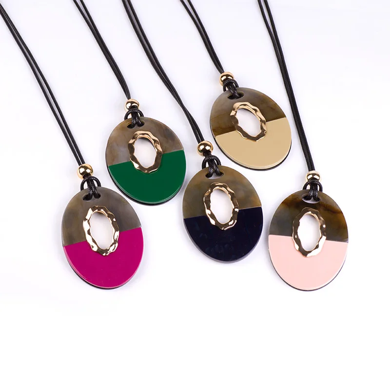 Guanlong Classic Fashion Acrylic Necklaces Women With Big Resin Geometric Pendant Long Leather Chains Necklace Gifts Jewelry (6)