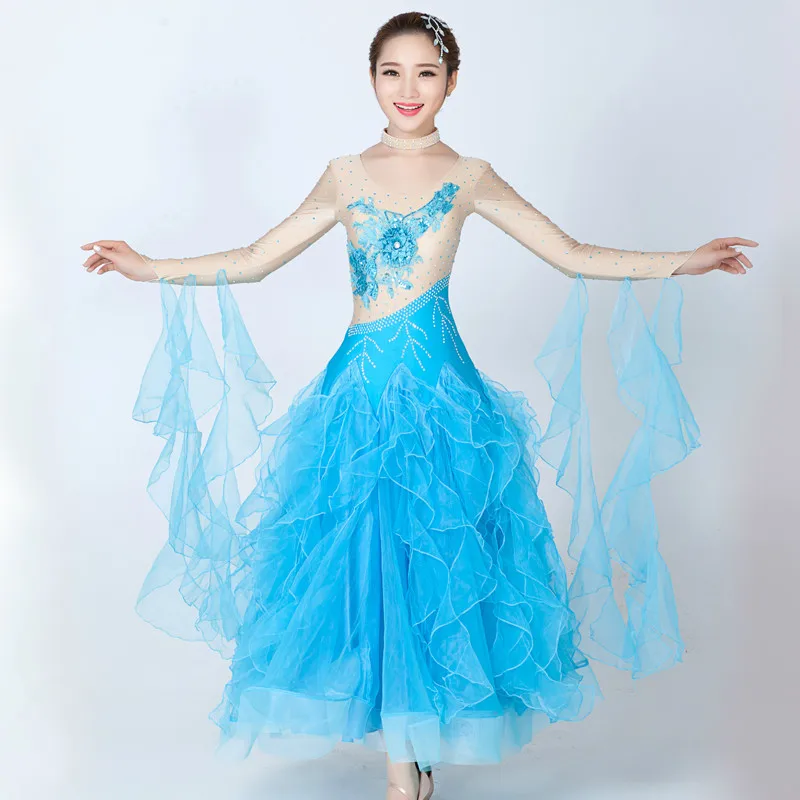 Многоцветное платье для бальных танцев современный стиль|competition standard dance dress|standard