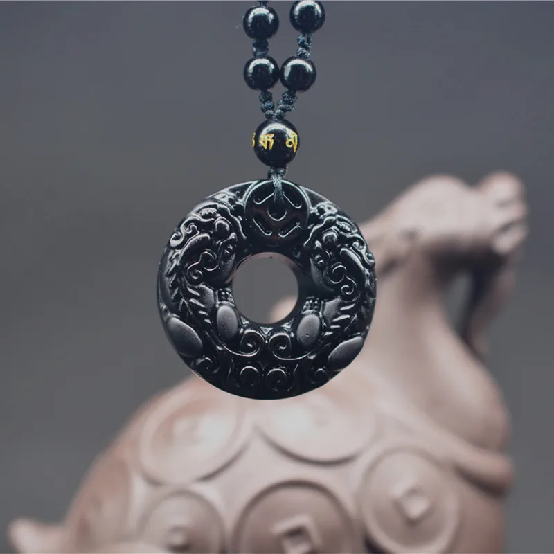 

2019 Obsidian pendant Jewelry Carved Amulet pendant Obsidian Necklace Pendant For men