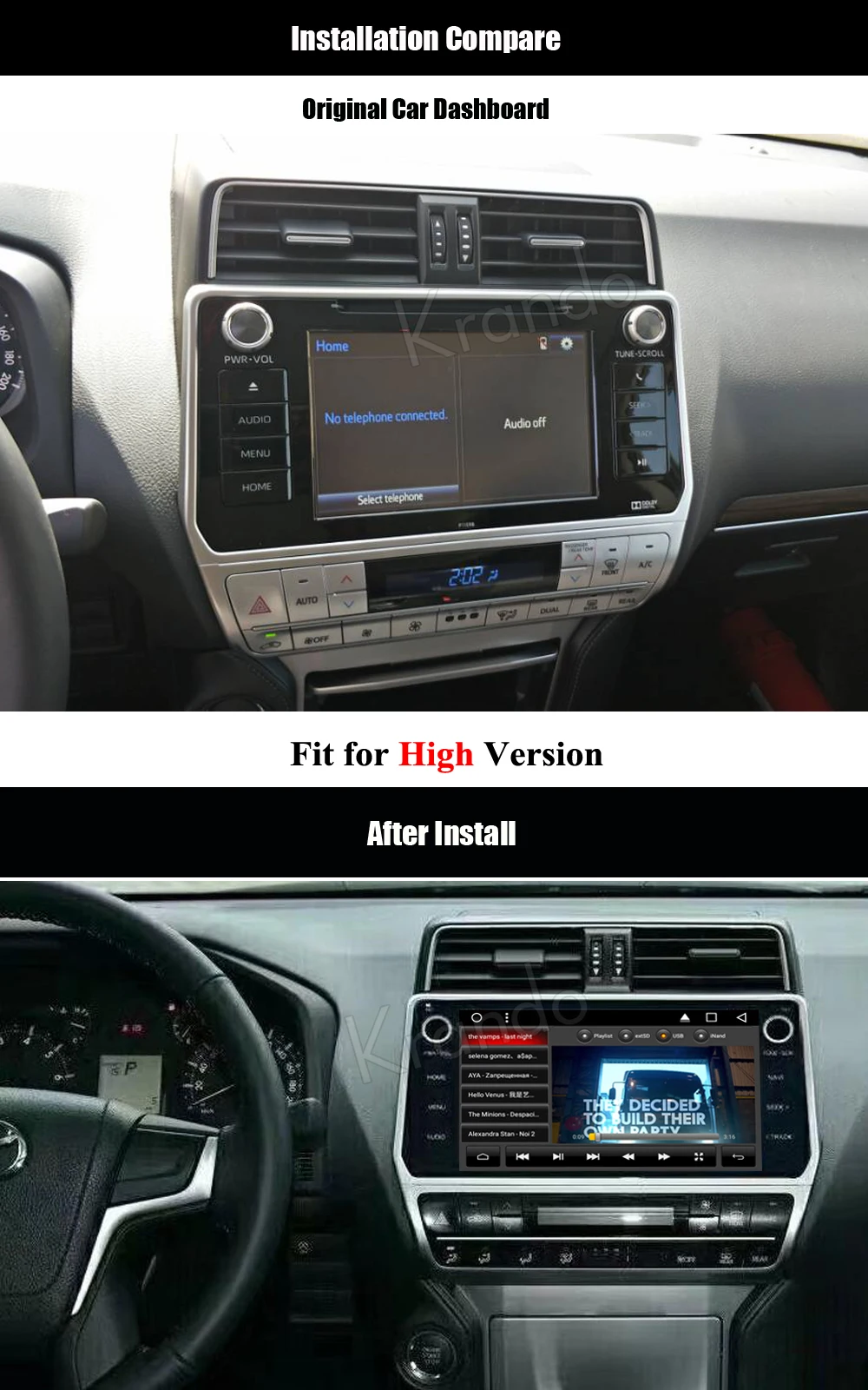 Flash Deal Krando Android 7.1 10.1" full touch car navigation radio gps for toyota prado 2018 multimedia system WIFI Bluetooth Playstore 3