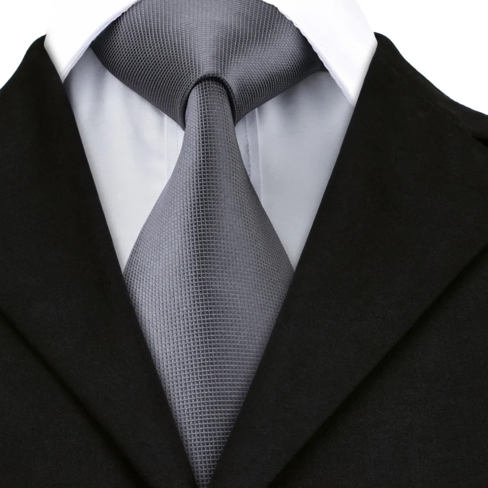 SN-Solid темно-серый шелковый галстук Hanky запонки наборы мужские галстуки для мужчин официальная Свадебная деловая вечеринка