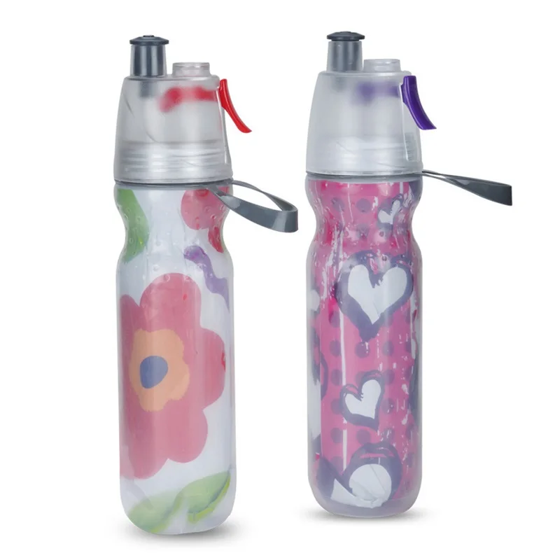 

500ml BPA Free Water Bottles Insulated Mist Spray Water Bottle Double layer Ice Cold Bottle Sports Outdoor Drinking kettle