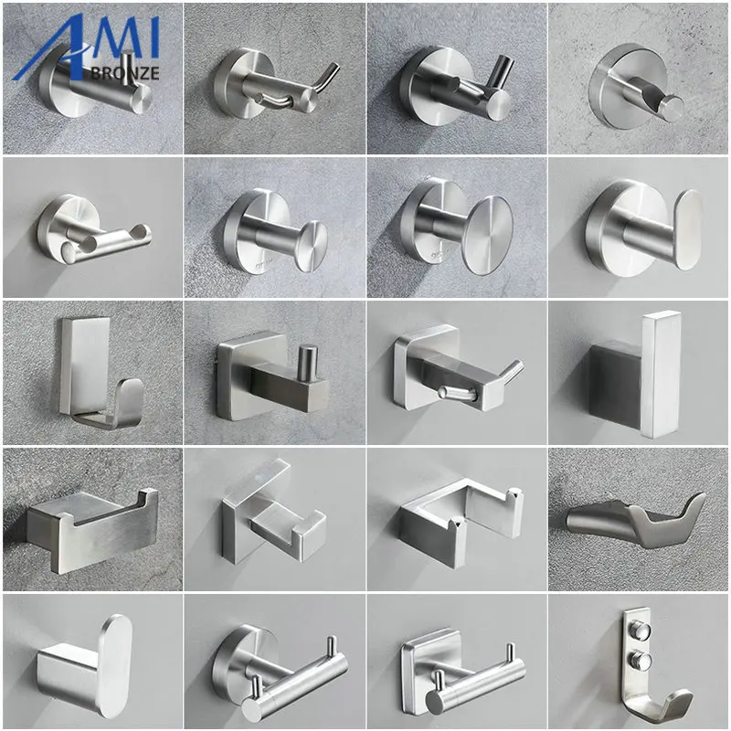 2er-Set W # & # Towel Clamp MA Hook Without Drilling Brushed Stainless Steel 