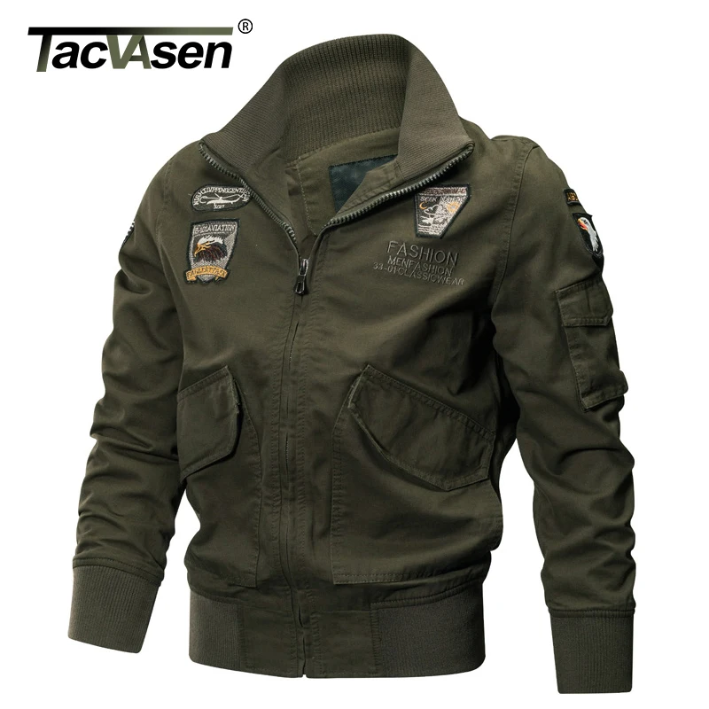 

TACVASEN Military Jacket Men Winter Cotton Jacket Coat Army Pilot Jackets Air Force Cargo Coat Autumn Fashion Slim Fit Jacket