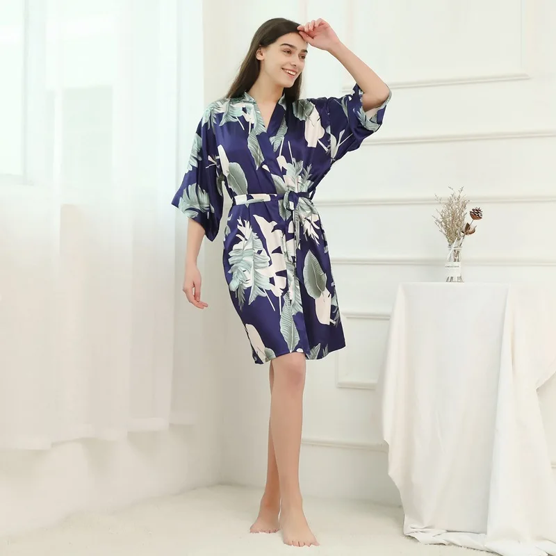 

Women Night Robe Satin Homewear Silk Robe For Summer And Spring