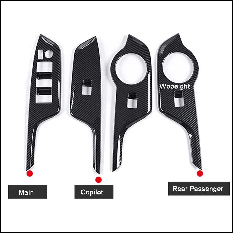 4Pcs Car Carbon Fiber Door Handle Window Button Lift Cover Trim For Toyota C-HR CHR 2017 2018 Inner Door Styling Frame (1)