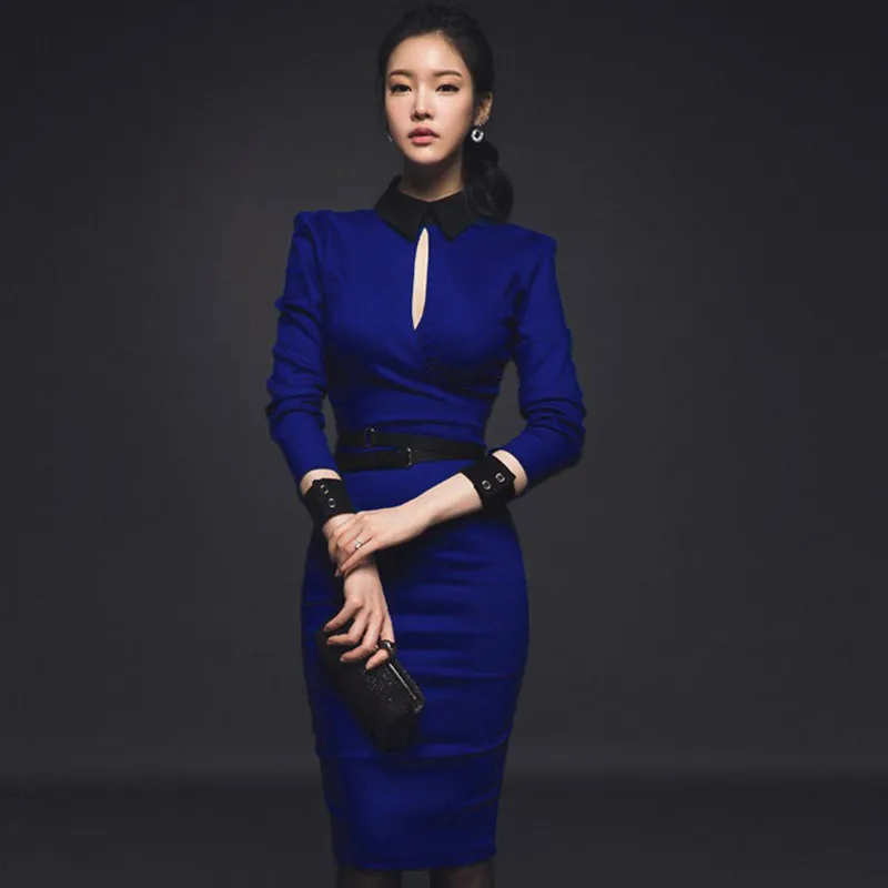 

2018 Autumn Women Dress Office Hollow Out Sexy Party Long Sleeve Dresses Bodycon Bandage Ladies Work Slim Socialite Midi Dress