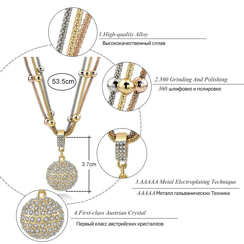 CHICVIE женское длинное ожерелье с золотыми шариками, ожерелье с подвеской с кристаллами, подарки для любви, этнические ювелирные украшения, ожерелье Sne140451