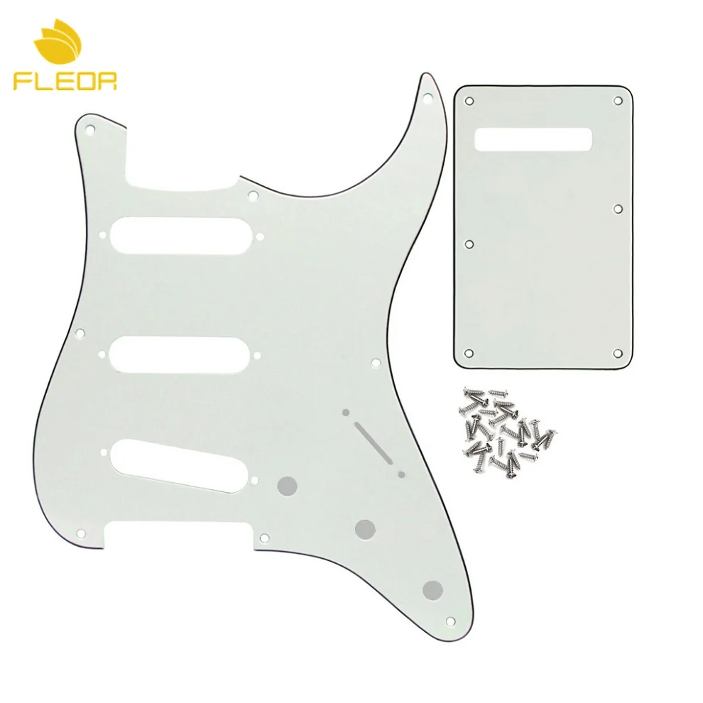 FLEOR набор из США Винтаж 8 отверстий накладка на гитару sss царапина пластина и Задняя панель для гитары тремоло крышка w/Винты для гитарных частей - Цвет: Ivory 3ply