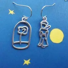 1 пара, модные милые несравненные серьги, асимметричные, Маленький принц, цветок, планета лиса и Маленький принц санлан