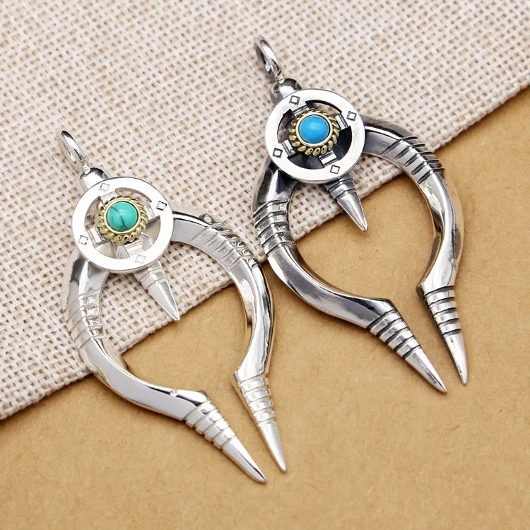 

2019 Promotion Asg Cluci Cage Pendants S925 Jewelry Fashion Japanese And Korean Retro Mosaic Turquoise Pendant Necklace Sweater