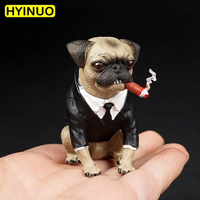 

1:6 Scale AS032 Suit Dog Simulation Pet Dog Men in Black leather Pug Model Scene props Character Model Children Gift Toys