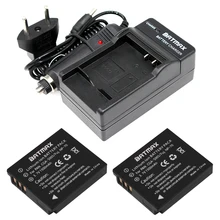 CGA-S005E S005 Rechargeable Battery(2Pack)+Charger Kit for Panasonic Lumix DMC-LX1 LX2 LX3 FX3 DMW-BCC12 For FUJI NP-70 DB60