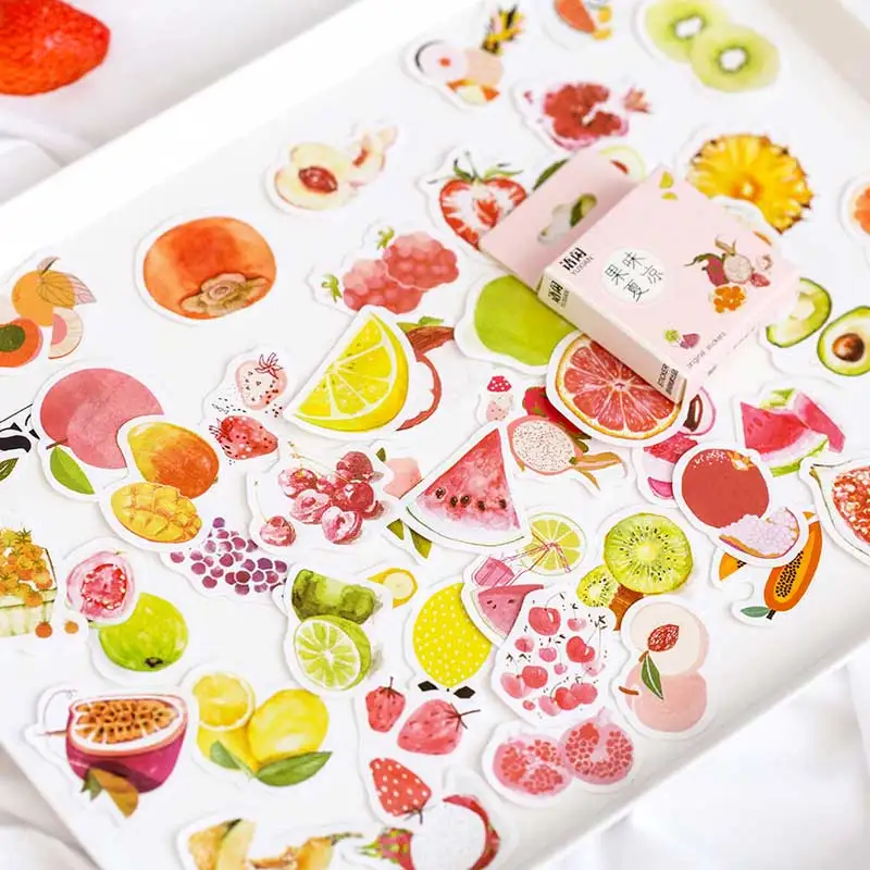 50 Pcss/box Summer Plant Lactic Milk Drink Stickers Paper Adhesive Sticker Scrapbooking Decoration Diary Photos Album Stationery