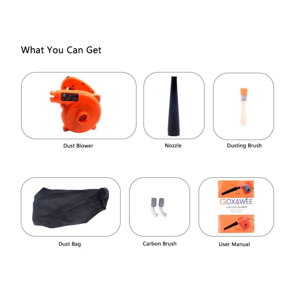 GOXAWEE 220V Electric Air Blower 6 Speed Control Home Vacuum Hand Turbo Fan Computer Car Dust Cleaner Collector Blowing Remover